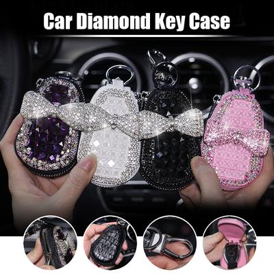 Universal Diamond-studded Car Key Case Pendant Cute Accessories Creative Keychain Ornament Bag Case Porta Chave Llave Key