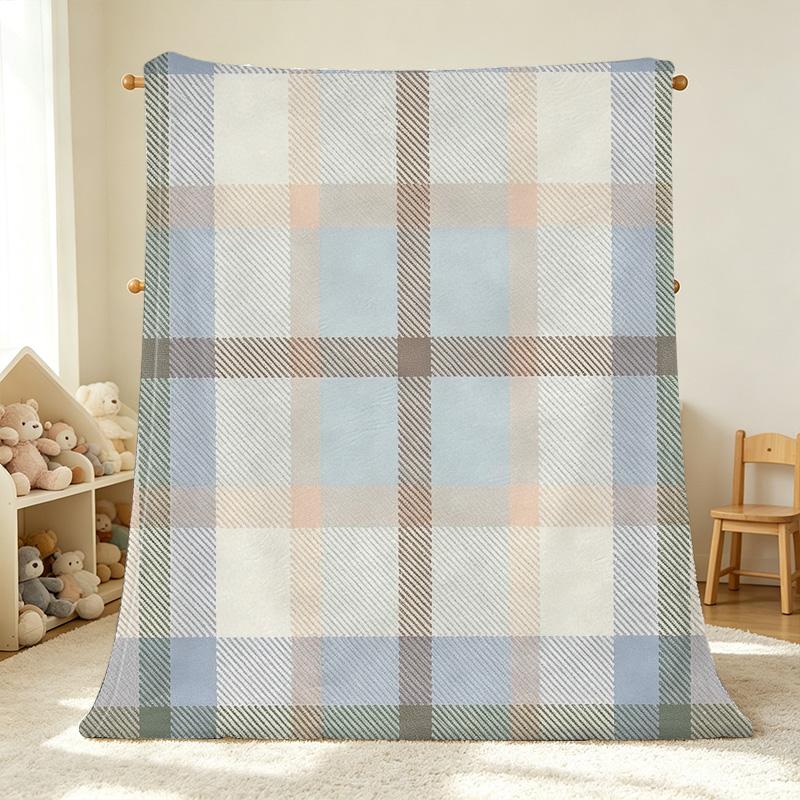 Lightweight Flannel Plaid Throw Blanket Soft Cozy Home Throw for Christmas, Halloween, Indoor & Home Leisure Use