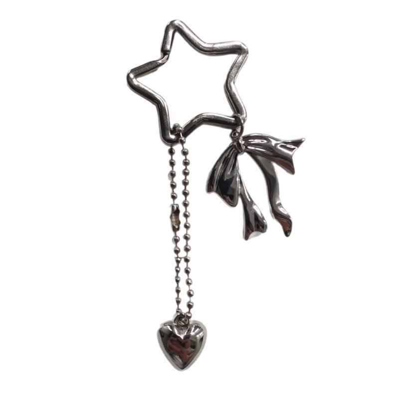 Heart Star Bowknot Charm Keychains Sweet Lovely Pendant Hangings Ornament Keyring Backpack Decoration for Women Girls