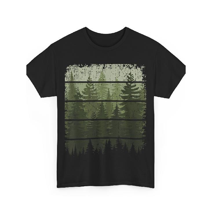 Trees Wildlife Nature Vintage Forest T-shirt Men's Printed T-shirt, Eye-catching Street Style. Made of Pure Cotton, with a Crew Neck and Short