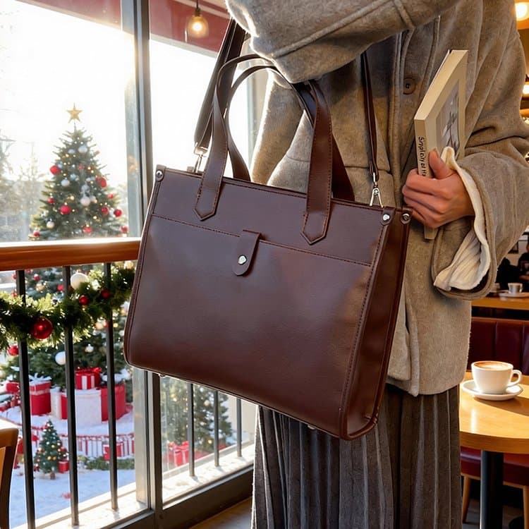 Vintage große Leder-Tragetasche Damen-Handtasche