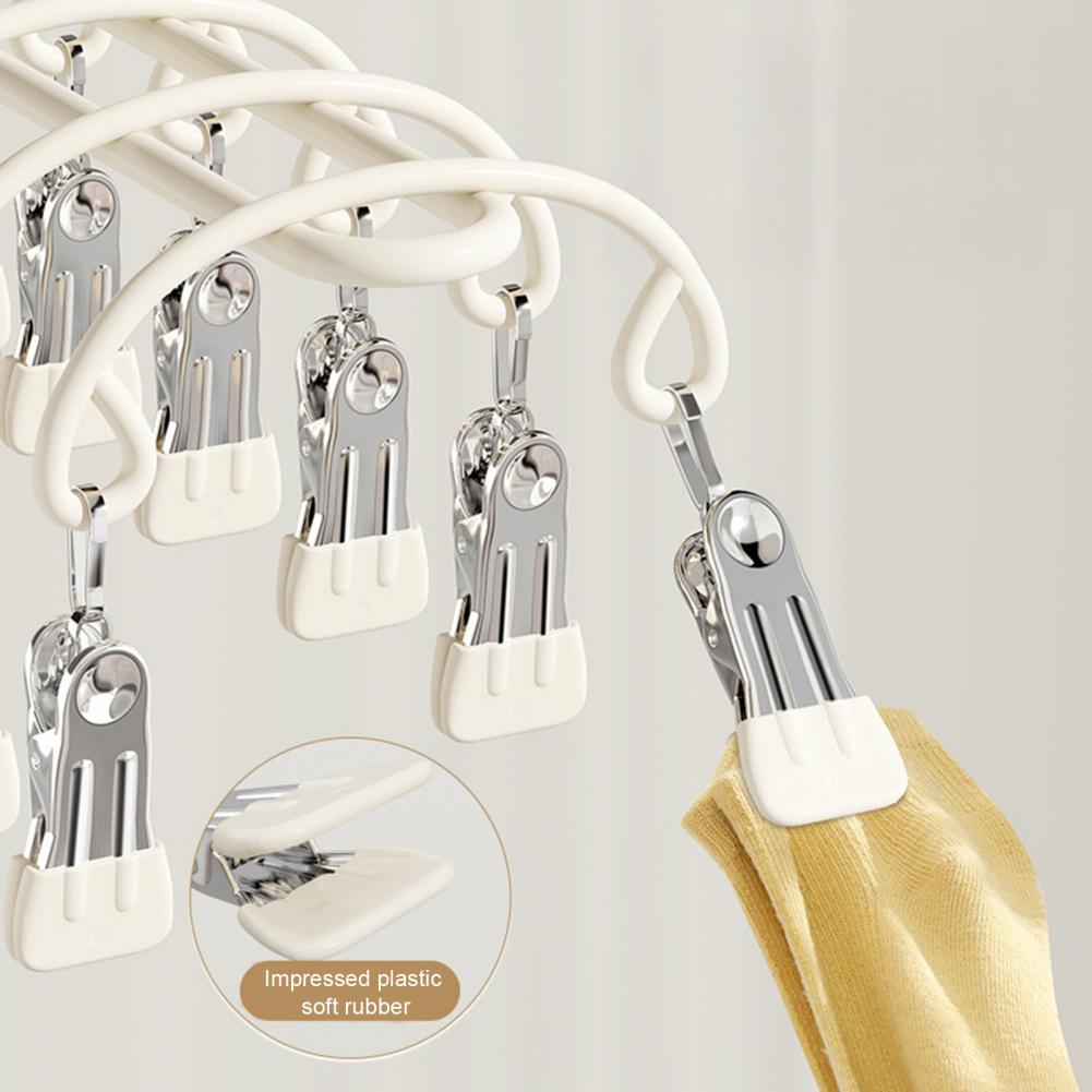 20 Clips Clothes Hanger Windproof Drying Hanger Windproof Stainless Steel Clothes Hanger with 20 Clips Laundry Drying Rack for S