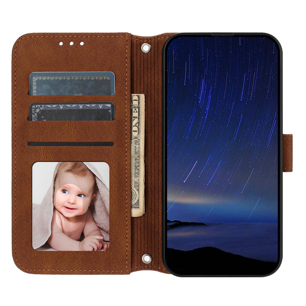 For Xiaomi Redmi 15C 4G (Global) (171mm)/Poco C85 4G (171mm) Case Wallet Skin-Touch Leather Imprinted Phone Cover with Wrist Strap