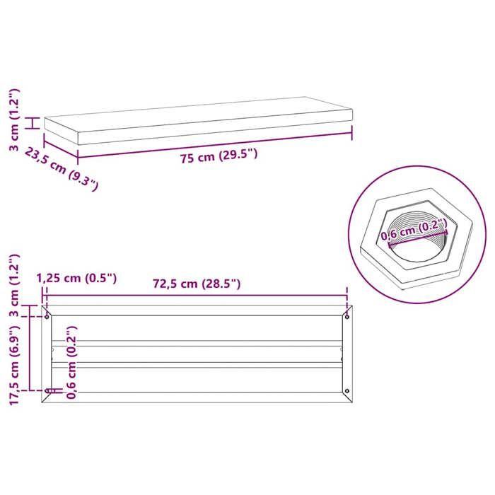 VidaXL Wall Shelves 2 Pcs 75x23.5x3 Cm Silver Stainless Steel, Floating Shelf, Wall Display Shelf, Panel 30283