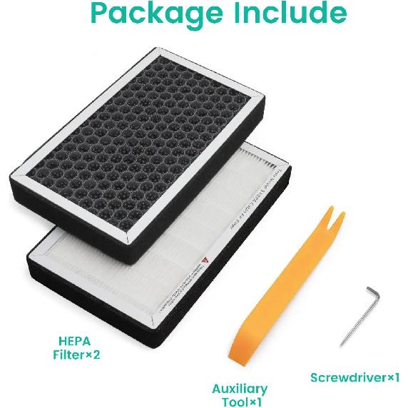 2 Pieces/Set For Tesla Model 3 Model Y HEPA Activated Carbon Air Filter Air Conditioner Filter Element Replacement Kit W/tools