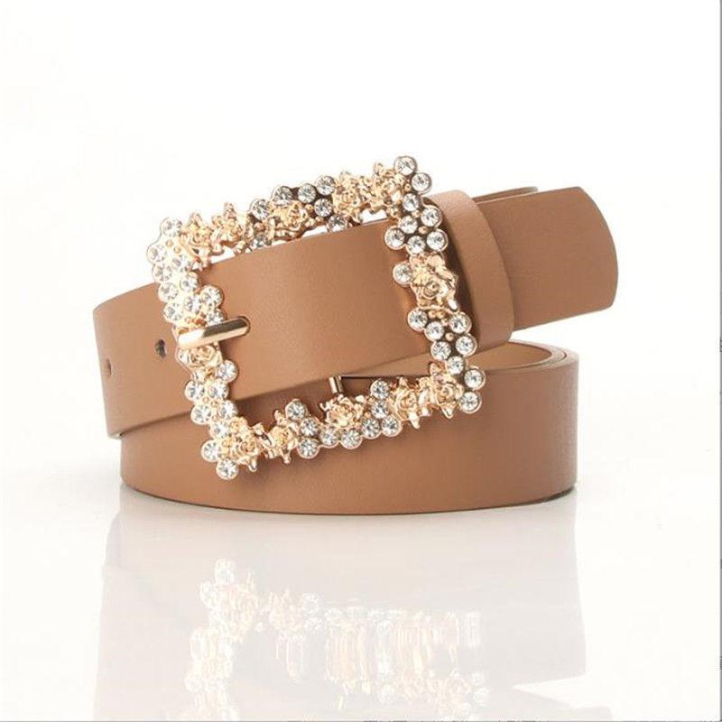 Elegant Alloy Gemstone Embellished Buckle Belt For Dresses In Versatile Colors