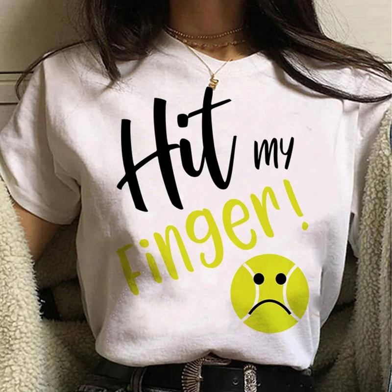 Padel Streetwear Y2k Bílá Móda Dámská Trička Harajuku Vtipné Oblečení Krátký Rukáv Letní Trička Ležérní Dámské Topy O-výstřih