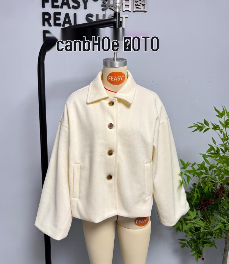 Women's Autumn/Winter Street Fashion Woolen Short Coat with Lapel Collar