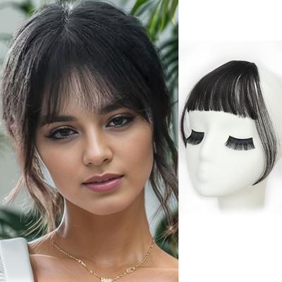 Extensions de perruque synthétiques courtes et lisses avec frange à Air, postiche à frange soignée, perruque naturelle pour femmes, vêtements de Cosplay