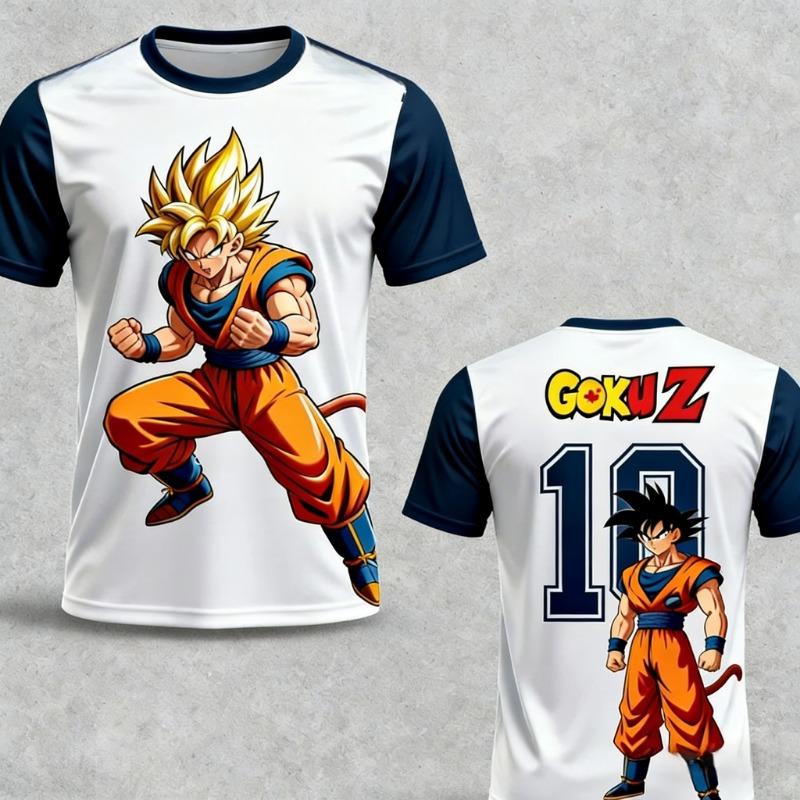Summer Dragon Ball Z Goku 3D Printed T-Shirt for Men and Kids Casual Sportswear for Outdoor Fun, Soccer Games, and More