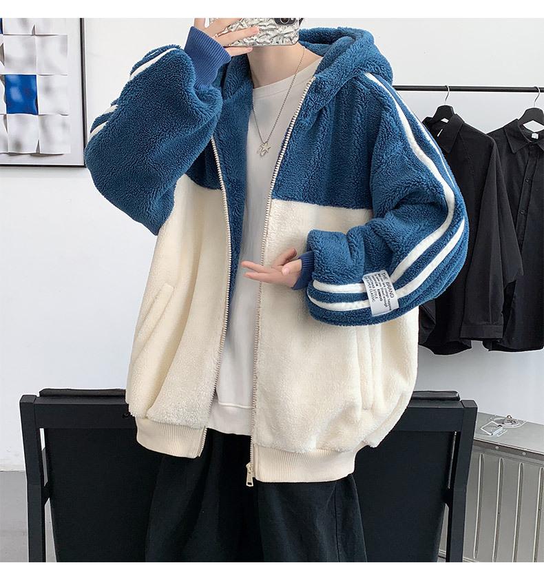Men's Trendy Lambswool Coat with Velvet Lining - Winter Stand Collar Jacket for Couples