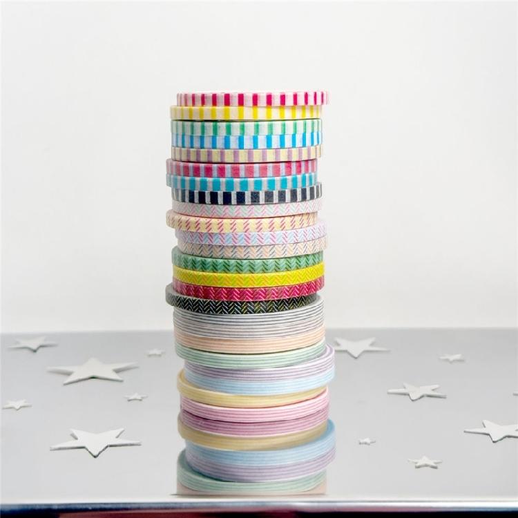8Rolls Decorative Paper Tapes 3mmX5m Dot Striped Pattern Adhesive Tape For ScrapbookingJournal Planner Photo Album