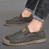 Men's Large Size Non-Slip Soft Sole Leather Loafers for Autumn, Size 45-46