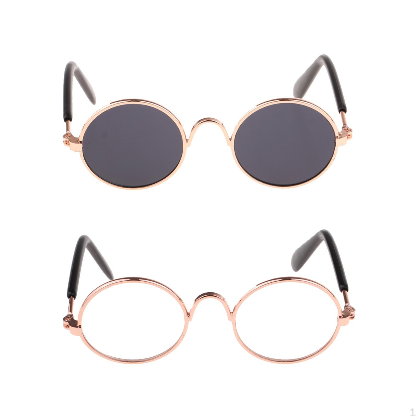 

2x 1/6 BJD Кукольные очки Круглые очки для 12-дюймовых кукол , Черные и Прозрачные