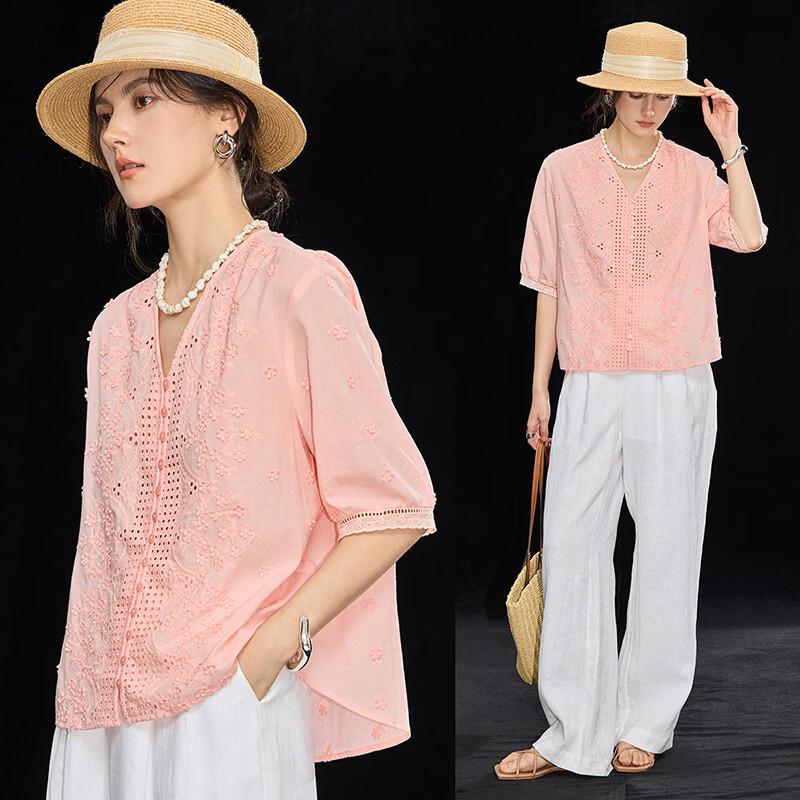 Women's French Style Cotton Embroidered Blouse