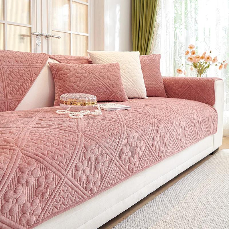 1pc Solid Color Sofa Towel Non-slip Anti-cat Scratches Sofa Mat Cover Four Season Universal Couch Cushion Cover for Living Room