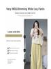 Women's 2024 Summer Yellow Polka Dot Wide-Leg Ice Silk Pants