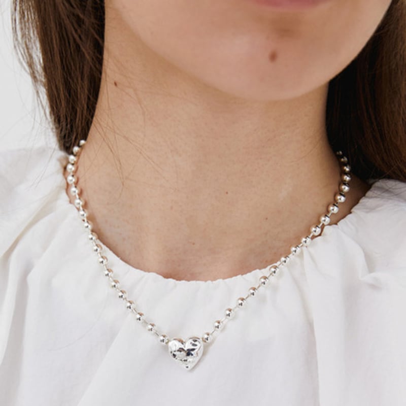 MIDNIGHT MOMENT bumpy love pierce necklace - silver