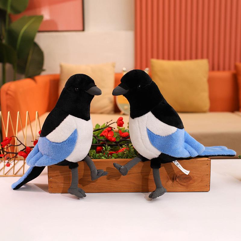 Плюшевая кукла  Черно-серая сорока  - Детская развивающая игрушка 38cm (150g)