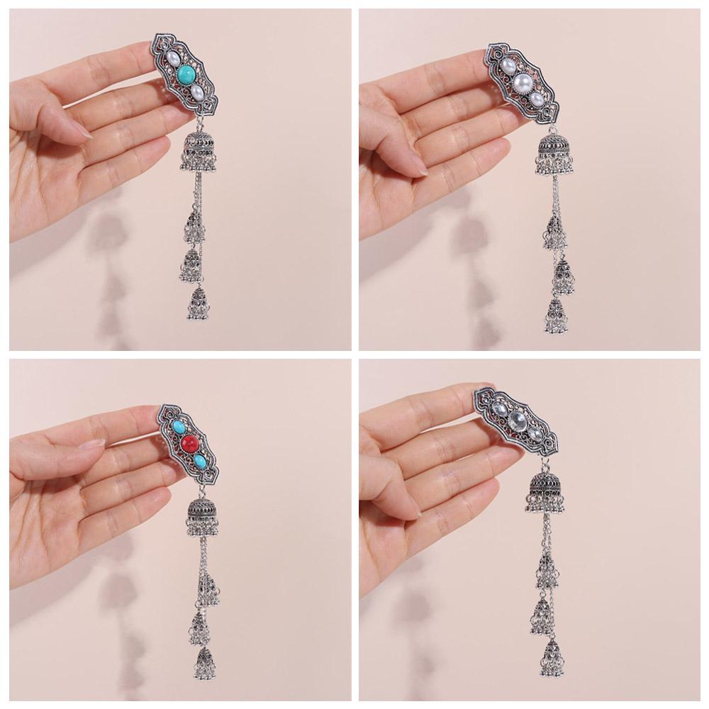 Elegant Turquoise Tassel Bell Hair Clip Vintage Chinese Style Hair Accessories Women