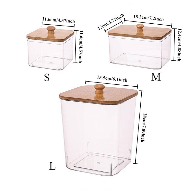 Laundry Powder Storage Box with Bamboo Lid, Cotton Swab Holder for Living Room Coffee Table Organization, Desktop Decorative Box