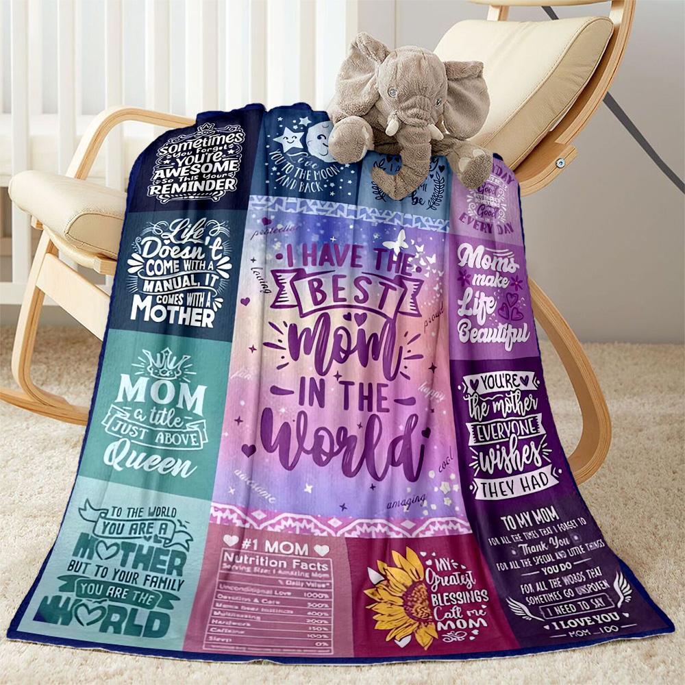 1pc Mom Quotes Blanket Comfortable Soft Lightweight Multi Purpose Blanket for Travel Camping Picnics Sofa Office Bed Living Room Gift for Friends