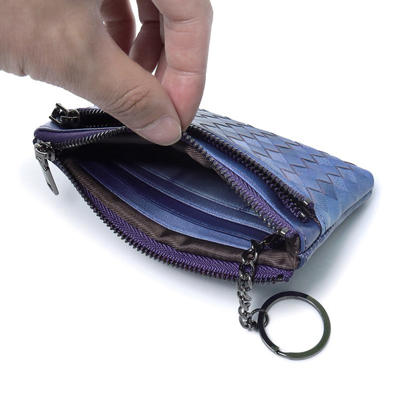 Weben aus Schafsleder Kurzes Wechselgeldtäschchen Damen Klein und ultradünn Kleine Geldbörse Leder Aufbewahrungstasche