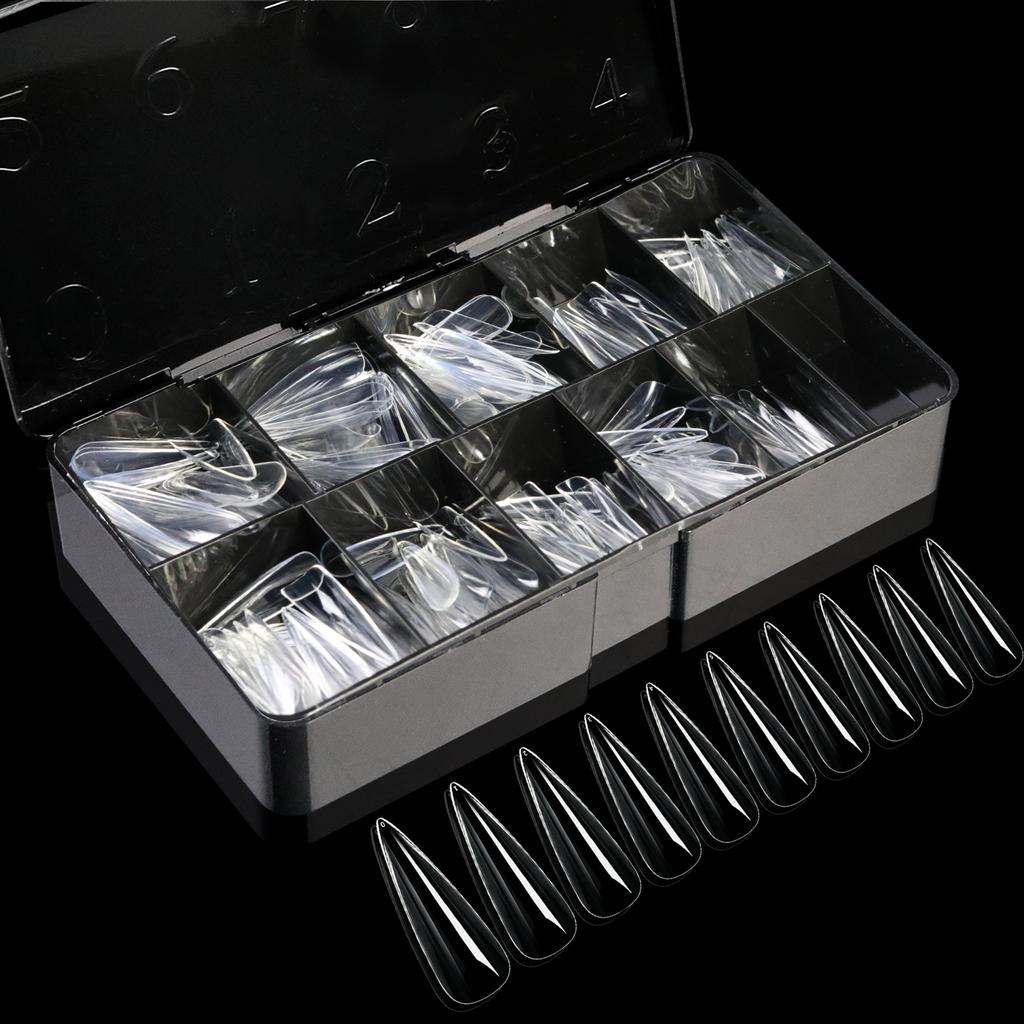 Boxed Transparent Fake Nails Mulit-Shaped Size Almond Coffin Press On Acrylic Nails For Manicure Art Extension Decoration