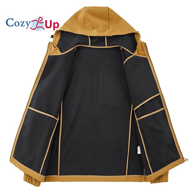 Cozy Up Men's Softshell Jacket with Hood Fleece Lined Windbreaker Lightweight Waterproof Jackets for Hiking