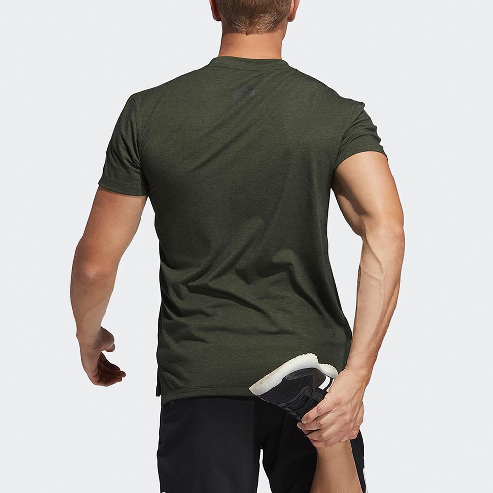 Adidas Three-Bar Logo Print Training Sports Short Sleeve Tee Men Tops Green GT7249