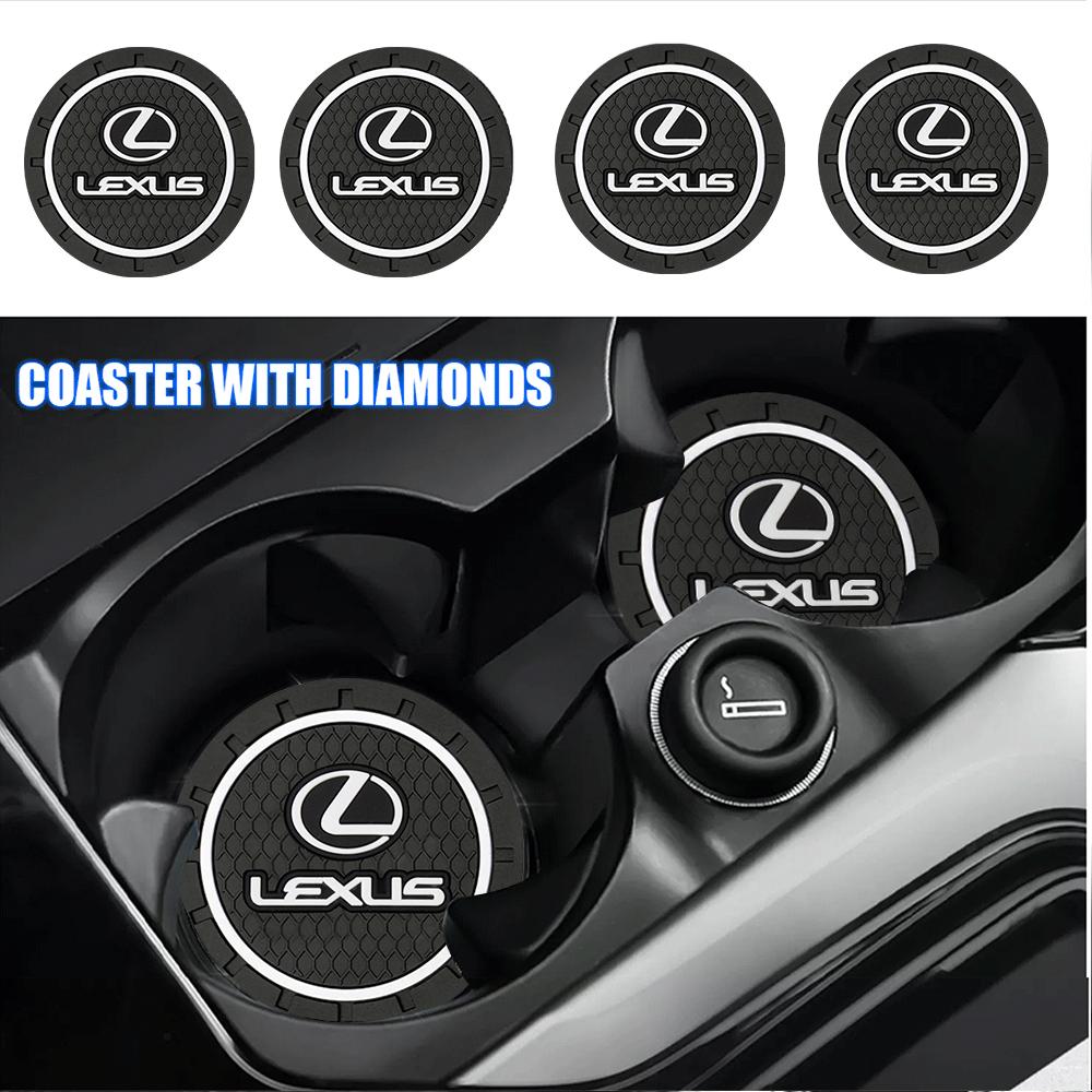 1/2PCS Car Coasters Silicone Water Cup Pads Non-Slip Mats Universal For Lexus CT200h NX300h RX300 RX330 EX300h F Sport IS RX NXKZ1