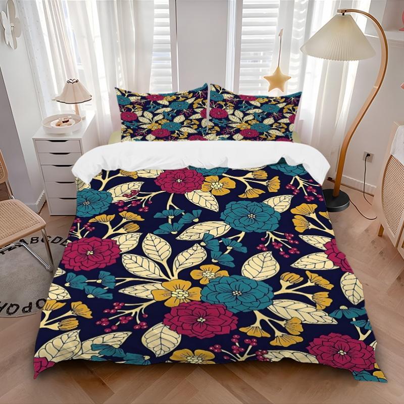 3pcs Floral Pattern Bedding Set, Includes Without Pillow Inserts, Soft Comfortable Bedding Set,All-Season Use A0924054