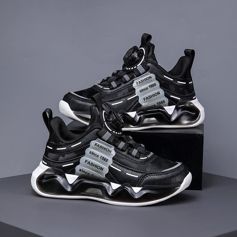 Boys Sneakers Breathable Mesh Boys Running Spring and Autumn Middle School Older Children Rotary Buckle Children ABC Campus Versatile Shoes