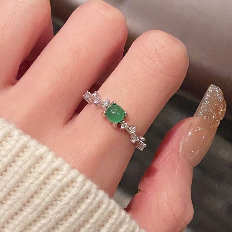 Emerald Series Open Ring Niche Design Simple Fashion Light Luxury Accessories Women