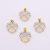 Natural Stone Heart Shaped Pendant Wire Wrapped Opalite Crystal Gemstone Necklace Charm for Jewelry Making