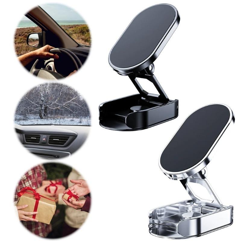 Magnetic Foldable Car Navigation Holder 720° Rotatable Car Phone Holder Smartphone Mobile Stand for Car Dashboard
