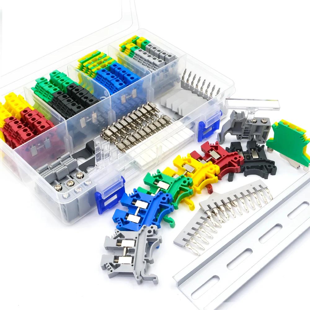 

UK2.5B Kit Screw Clamp End Cover Stop Insertion Jumper Bridge Marker Strip Assembly Set Combined Din Rail Terminal Block 12AWG