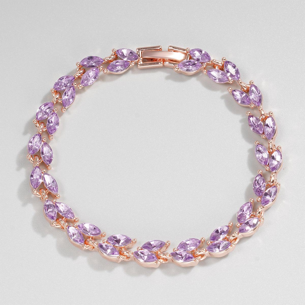 

Браслет из листьев ивы светло-зеленого циркония для женщин - европейский и американский стиль 14 розового золота