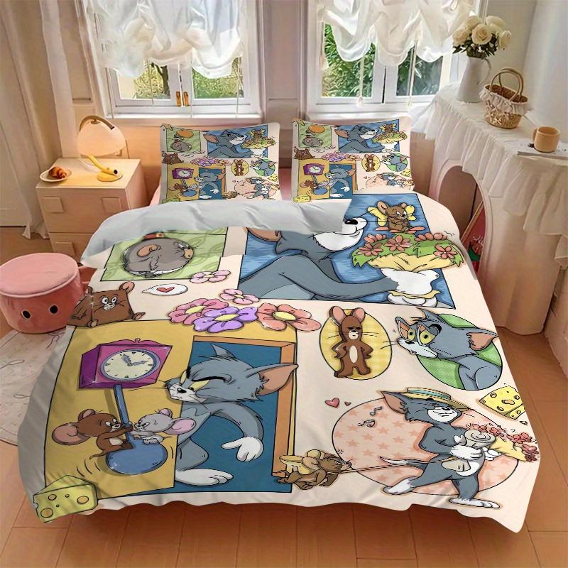 3-teiliges Gutes Freunde Tom & Jerry Bettwäsche-Set - Enthält 1 Bettbezug und 2 Kissenbezüge, Bequeme Bettwäsche mit Stilvollem Design für Schlafzimmer F016
