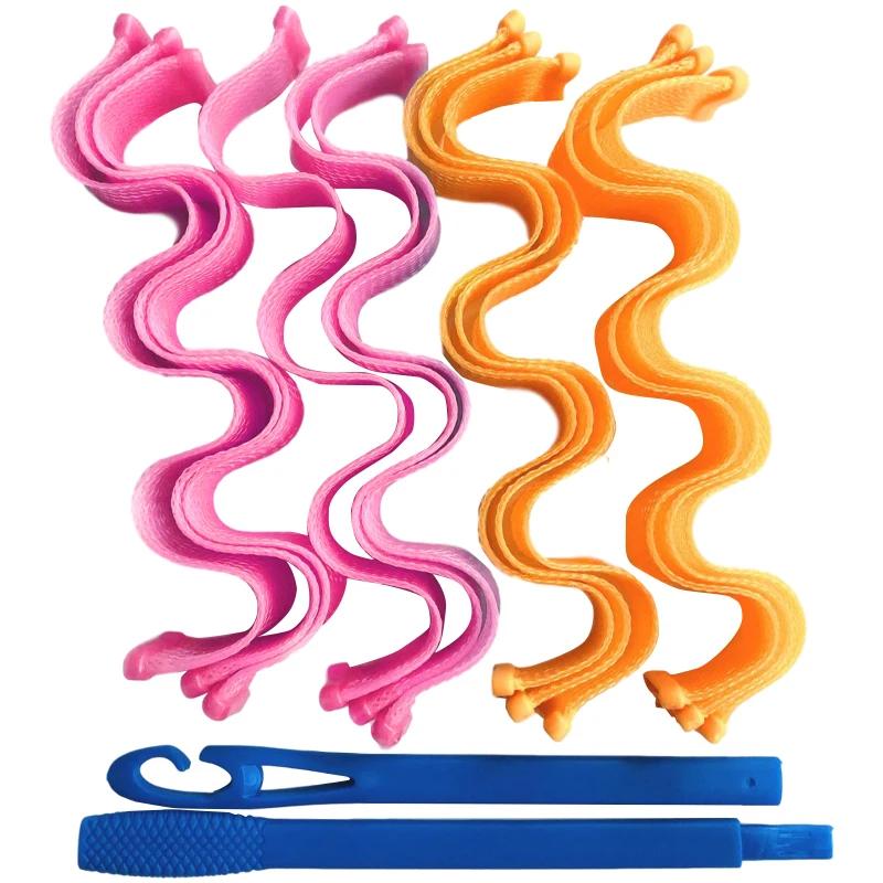 12/18/10pcs Hair Curler Rollers Women Spiral Curls Heatless with 2 Pcs Hooks DIY Wave Shape Rollers Spiral Round Curls Hair Tool