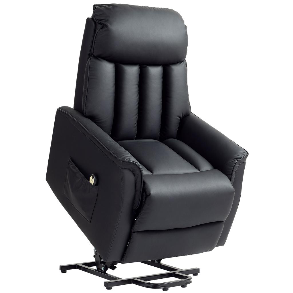 Electric Lift Chair TV Chair Chair With Lift Function Reclining Function Faux Leather 80 X 94 X 104 Cm Black