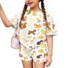 Kids Casual Short Sleeve Top and Shorts Set Animal Print Lightweight Soft Fabric Comfortable Fit Summer Outfit for Boys Girls