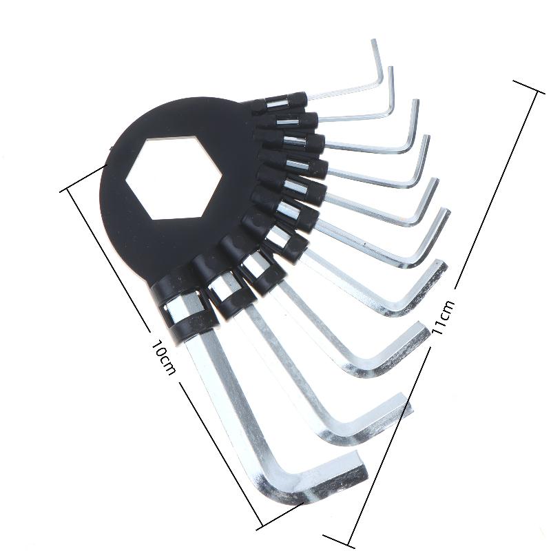 10 Piece Metric Hex Key Set Hardened Steel Foldable Storage Ring For Home Repair Bike Maintenance Assembly