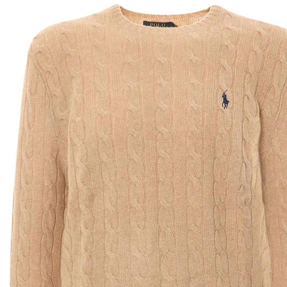 Polo Ralph Lauren Solid Color Long Sleeve Small Pony Embroidered Cable Knit Sweater Men Sweater Brown 710876762009