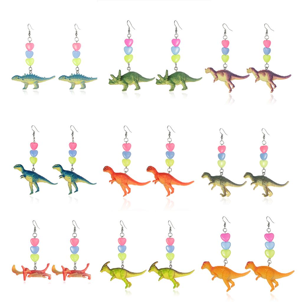Cute and Fun Love Resin Dinosaur Pendant Earrings, Same Style Valentine's Day Jewelry for Men and Women as a Gift