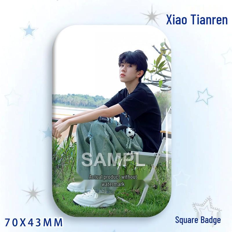 

Xiao Tianren Baji Laser Tinplate Star Idol Badge Pendant 70x43MM Badge - Bright Film