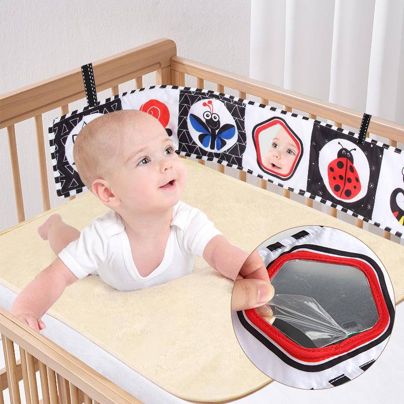 Baby Early Education English Palm Cloth Book, Children'S Vision Training Can'T Be Torn, With Sound Paper Bb Device, Fun Mirror