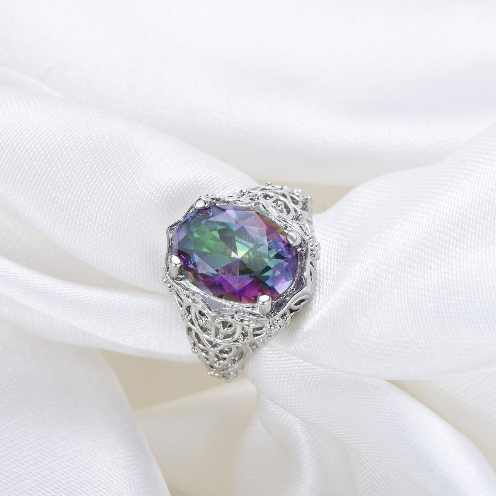 Vintage Multicolor Round Zircon Rings for Women Elegant Retro Jewelry Gift