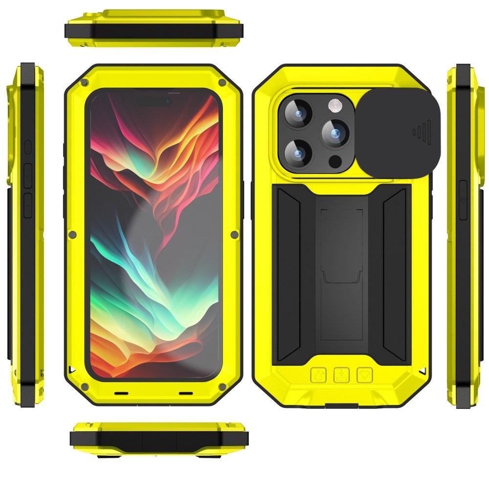 iPhone 15 Pro Max Case, R-JUST CamShield Slide, Rugged, Yellow/Black