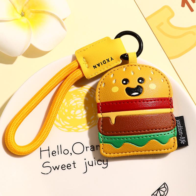 

Gourmet Leather Burger Keychain - Cartoon Style Student Bag Charm and Unique Small Gift